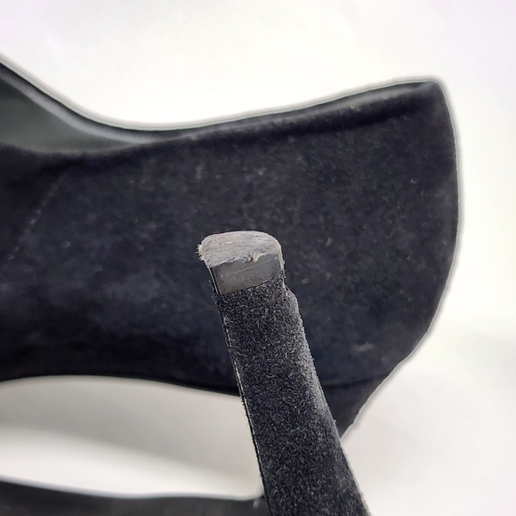 Stuart Weitzman Black Suede Heeled Booties 8M - Picture 11 of 13